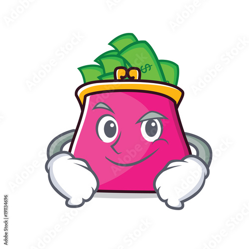 Smirking purse character cartoon style