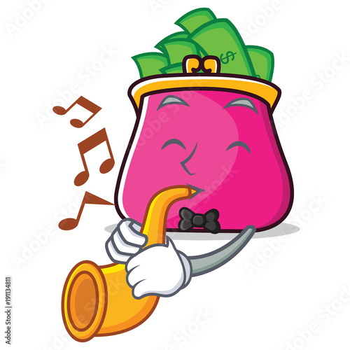 With trumpet purse character cartoon style