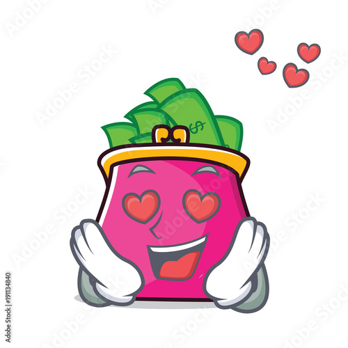 In love purse character cartoon style
