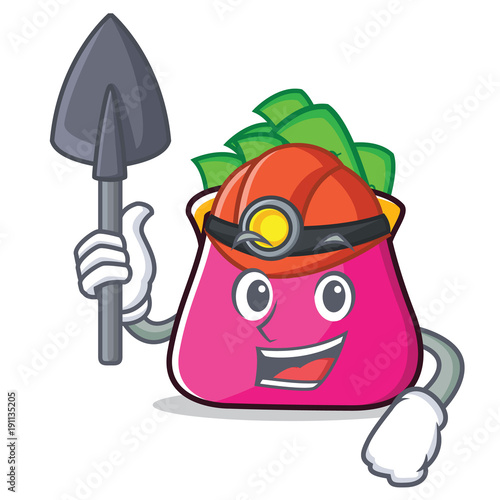 Miner purse character cartoon style