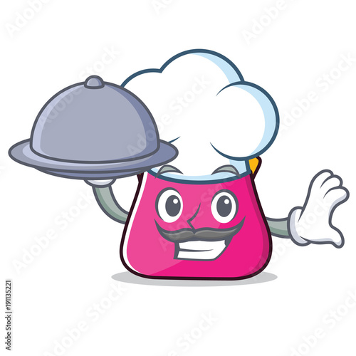 Chef with food purse character cartoon style