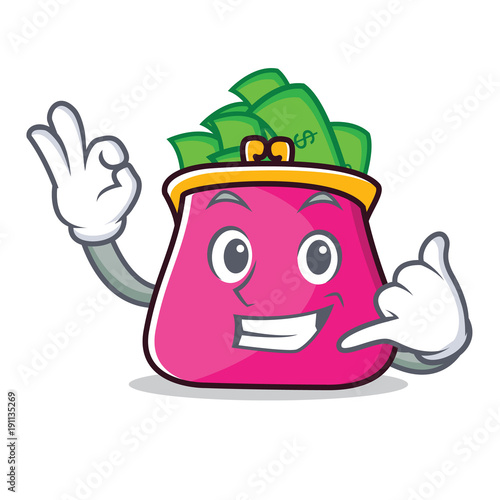 Call me purse character cartoon style