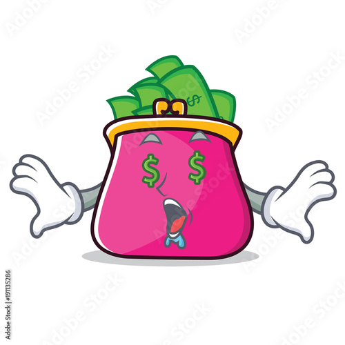 Money eye purse character cartoon style