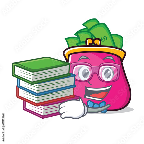 Student with book purse character cartoon style