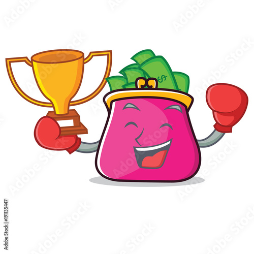 Boxing winner purse character cartoon style