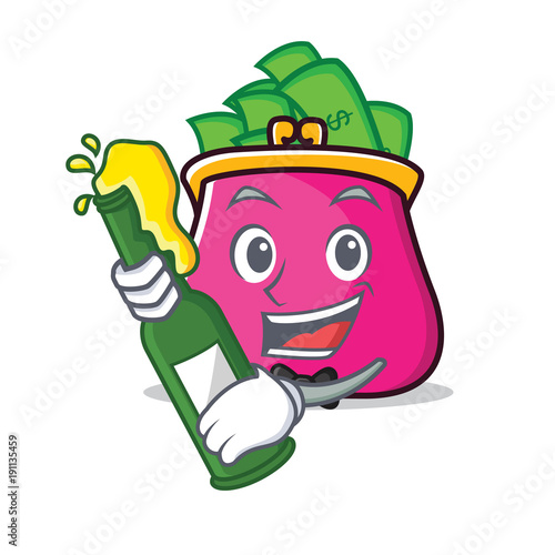 With beer purse character cartoon style