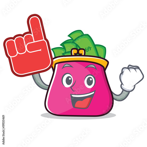 Foam finger purse character cartoon style