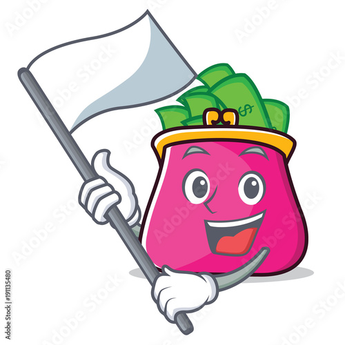 With flag purse character cartoon style