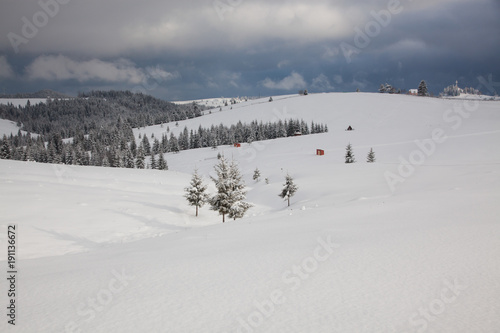 winter in the mountains - small Romanian village in the Carpathians covered with snow © Melinda Nagy