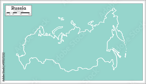 Photo Russia Map in Retro Style. Outline Map.