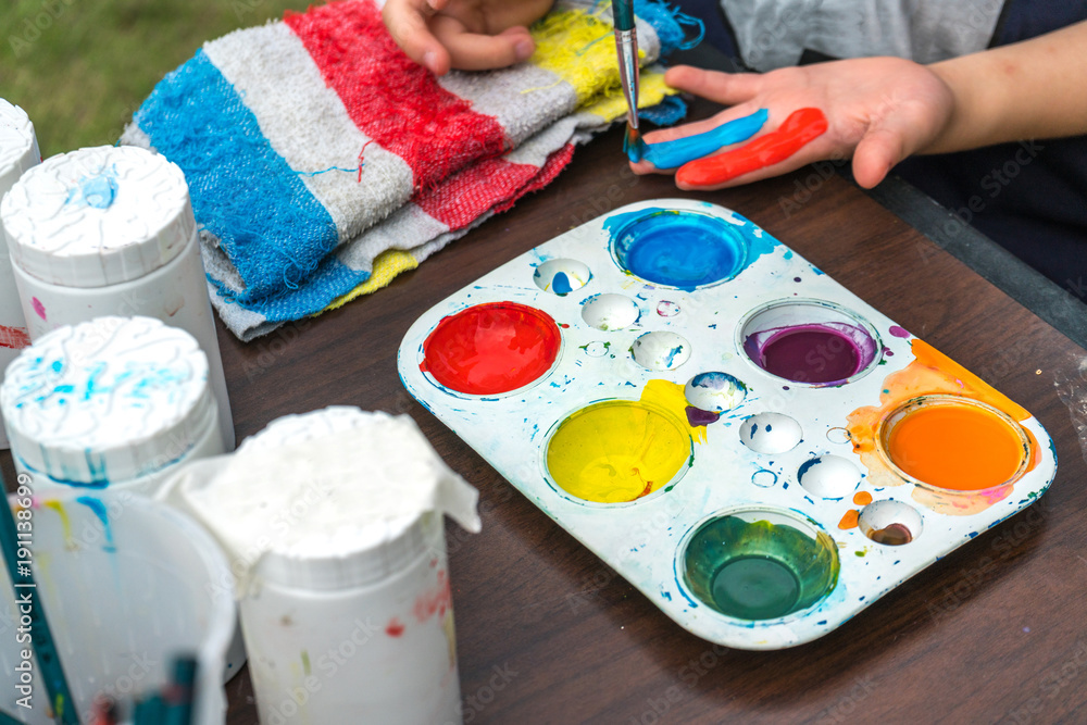 Paint and brushes with close up view. Paint and brushes with close up view.