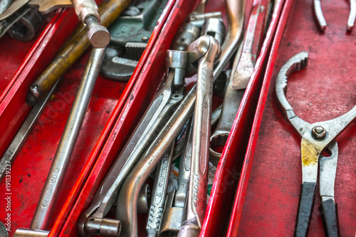 Workshop tools with close up view