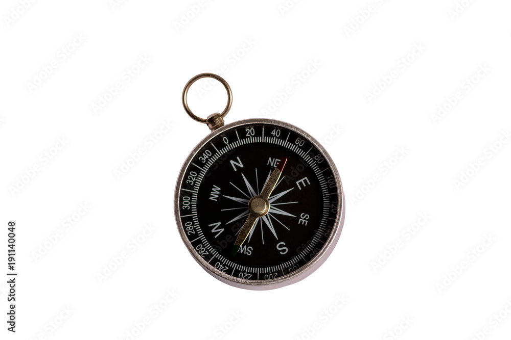 Old compass isolated on white background. There is a way