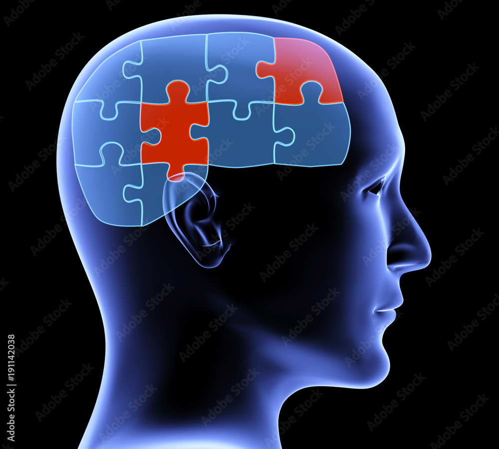 Human profile and brain in the form of the puzzle Human profile and brain in the form of the puzzle