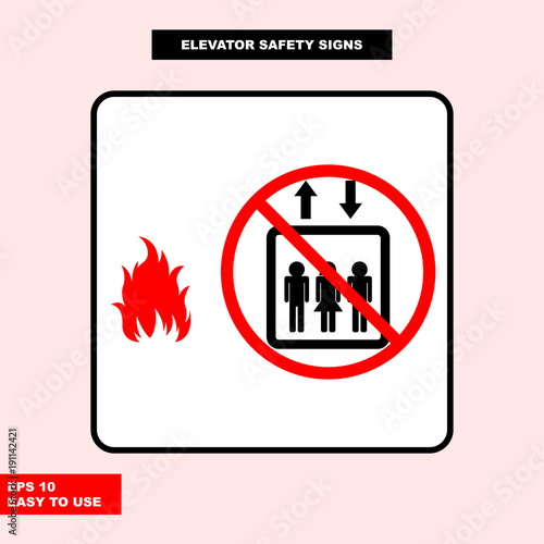 Elevator sign in vector style version, easy to use and print