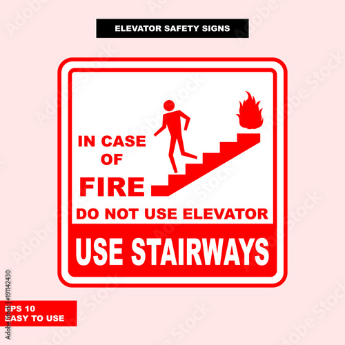 Elevator sign in vector style version, easy to use and print