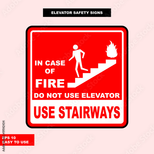 Elevator sign in vector style version, easy to use and print