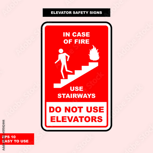 Elevator sign in vector style version, easy to use and print
