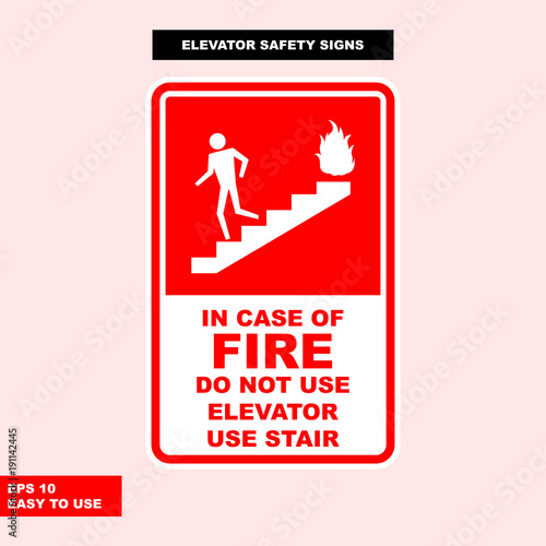 Elevator sign in vector style version, easy to use and print