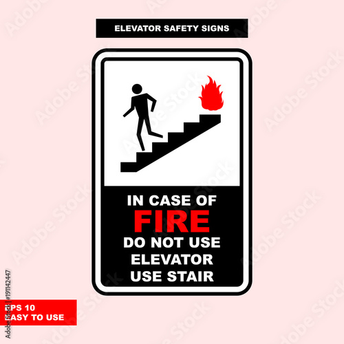 Elevator sign in vector style version, easy to use and print