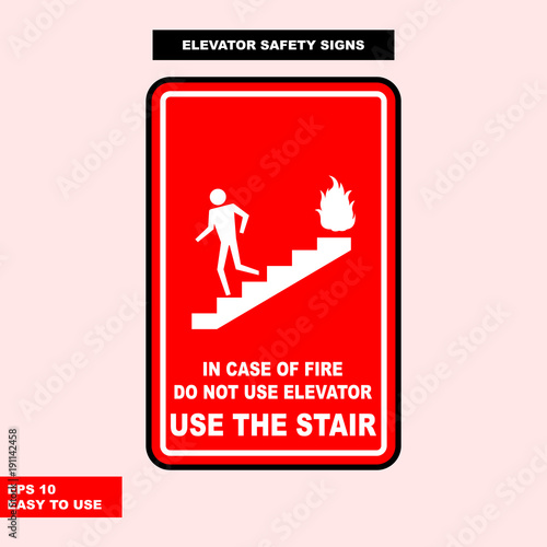 Elevator sign in vector style version, easy to use and print