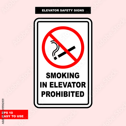 Elevator sign in vector style version, easy to use and print