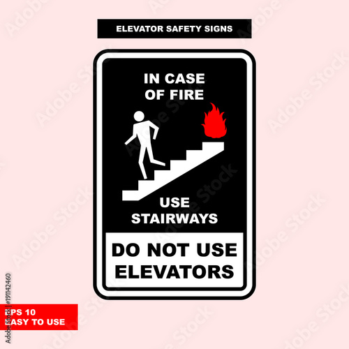 Elevator sign in vector style version, easy to use and print