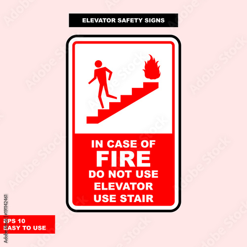 Elevator sign in vector style version, easy to use and print