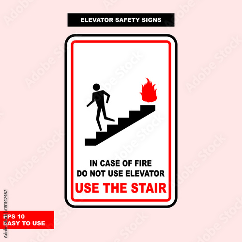 Elevator sign in vector style version, easy to use and print