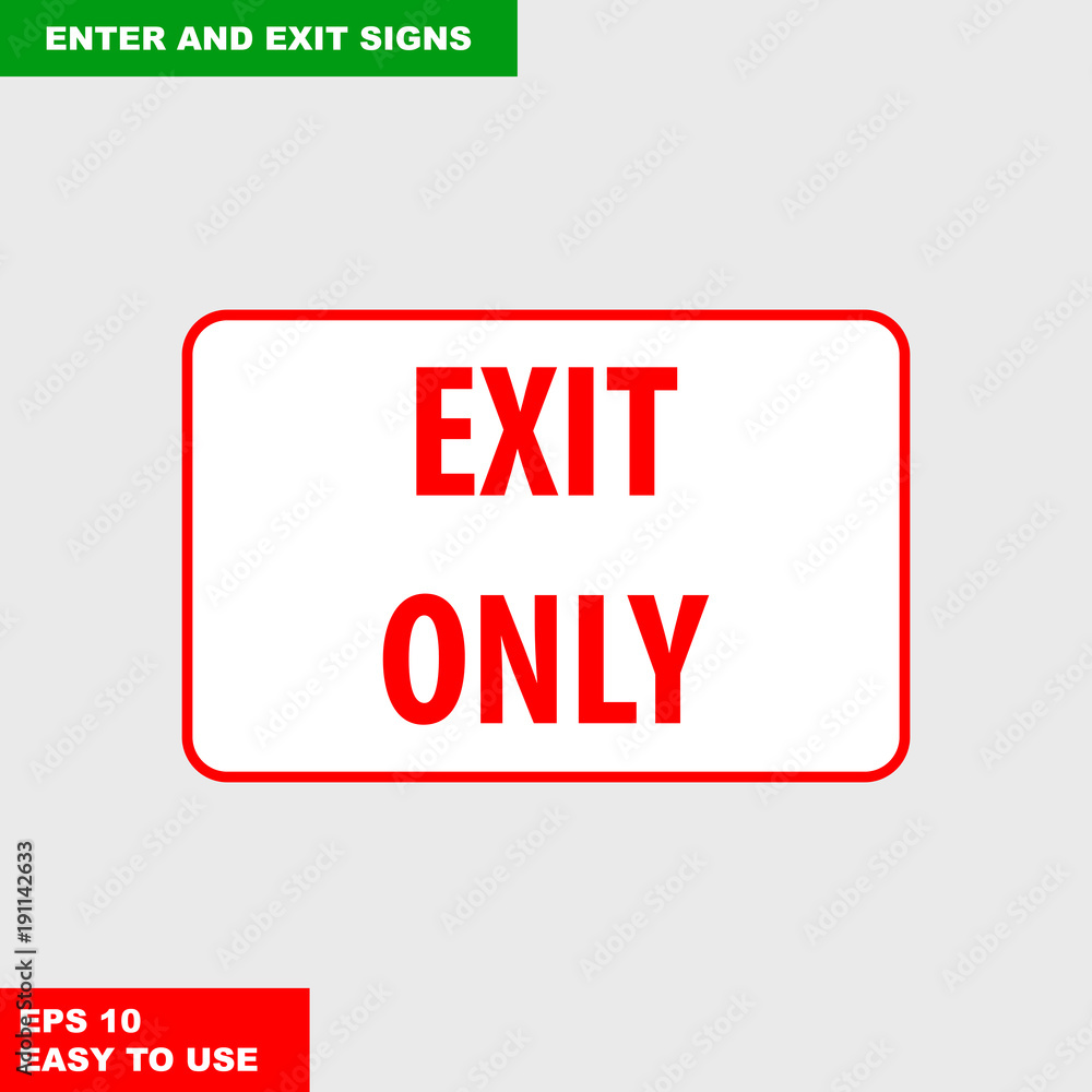 Enter and exit, arrow, this way, safety speed sign in vector style version, easy to use and print on board Enter and exit, arrow, this way, safety speed sign in vector style version, easy to use and print on board