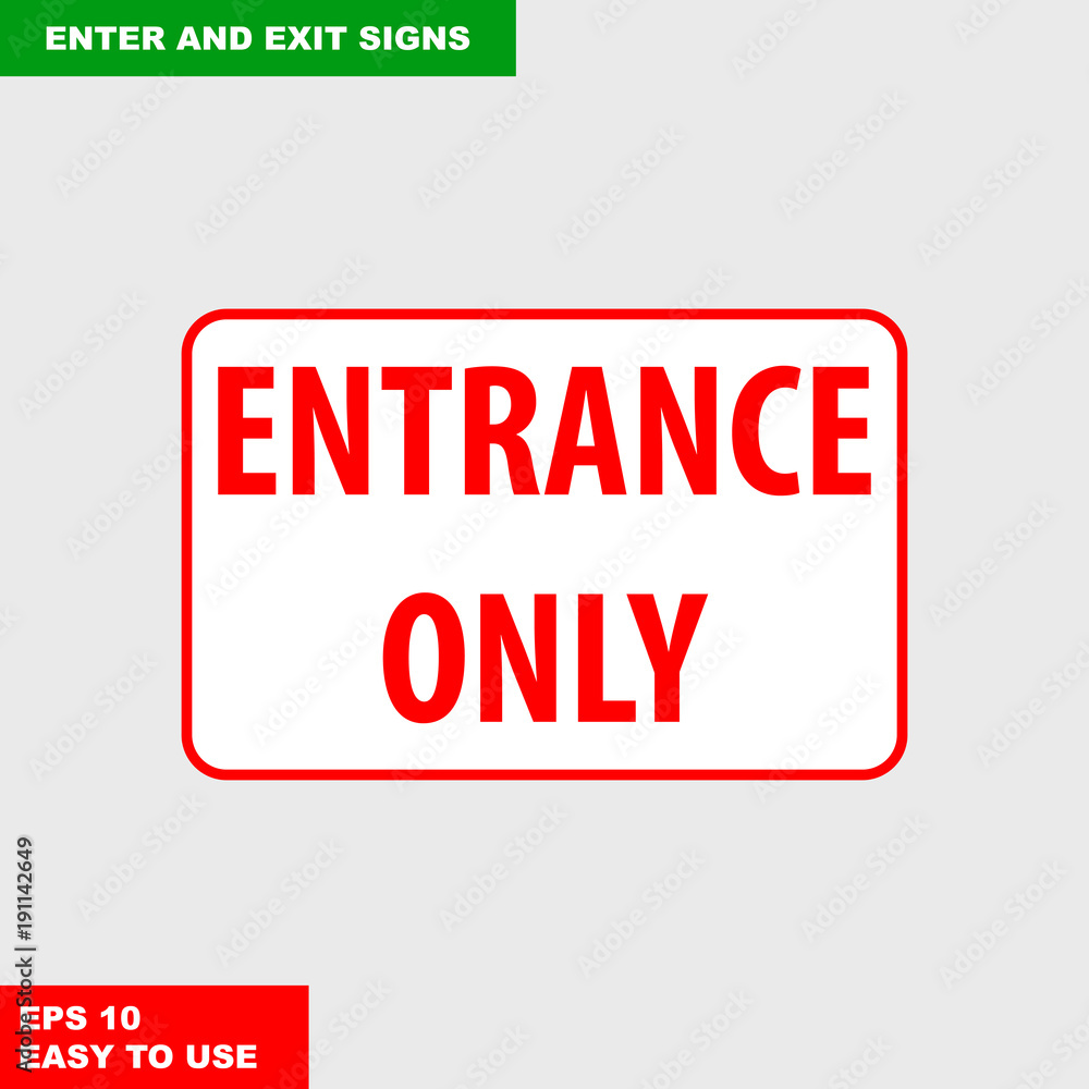Enter and exit, arrow, this way, safety speed sign in vector style version, easy to use and print on board Enter and exit, arrow, this way, safety speed sign in vector style version, easy to use and print on board