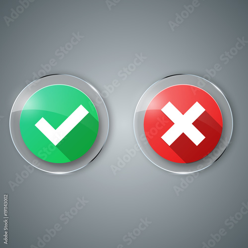 Ok, yes no glass icon Vector eps 10