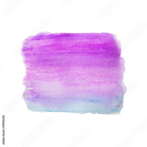 Blue, purple watercolor hand painted, colorful gradient stripes isolated on white background. Abstract of fluid ink, acrylic dry brush strokes, stains, spots, geometric horizontal lines.