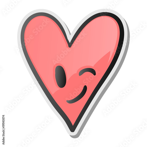 Winking heart sticker, emoji smiling face, emoticon