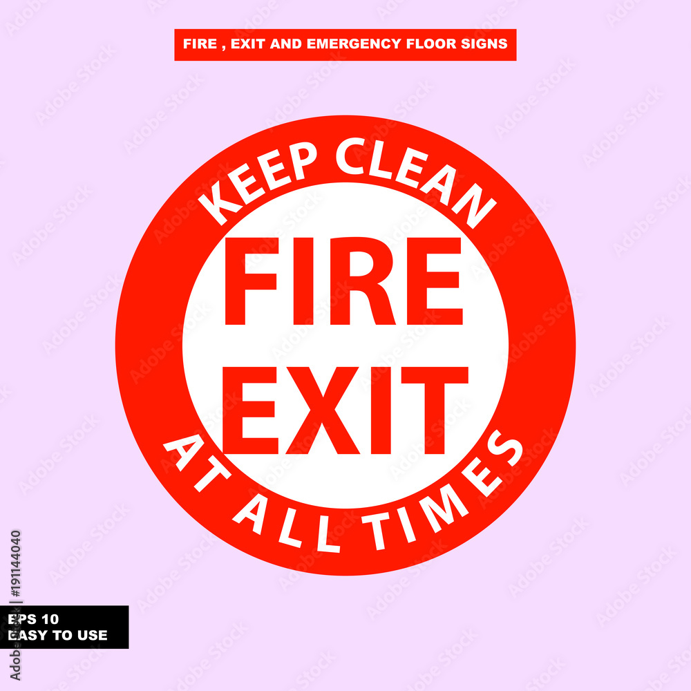 Fire exit and emergency sign in vector style version, easy to use and print Fire exit and emergency sign in vector style version, easy to use and print