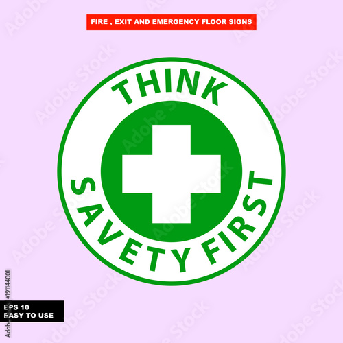 Fire exit and emergency sign in vector style version, easy to use and print