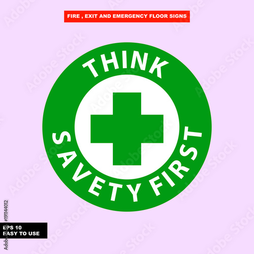 Fire exit and emergency sign in vector style version, easy to use and print