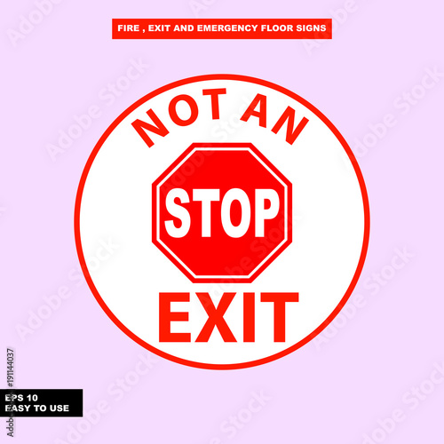 Fire exit and emergency sign in vector style version, easy to use and print