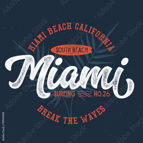 Miami Beach California - Tee Design For Print