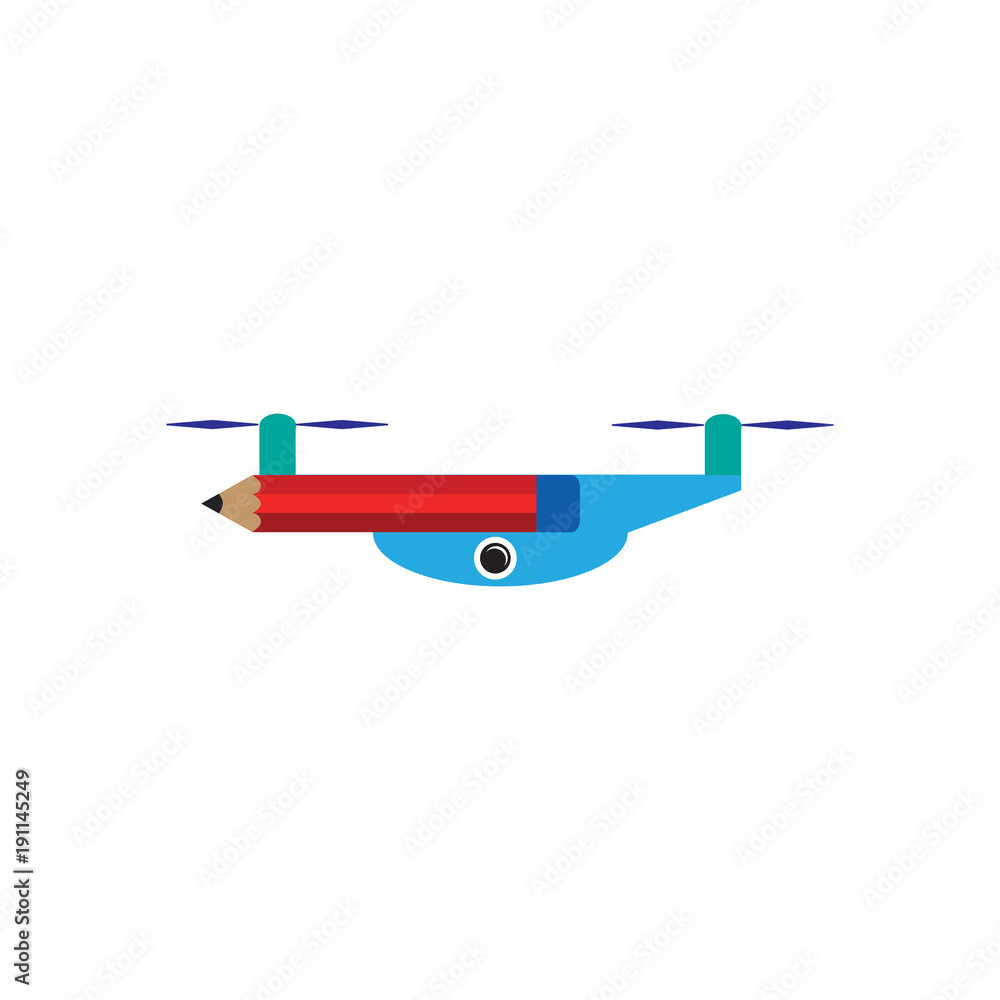 Pencil Drone Logo Icon Design