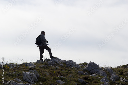 hiker on mountain peak on matese park