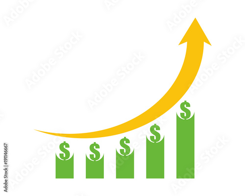 dollar chart arrow money currency price image vector icon logo symbol
