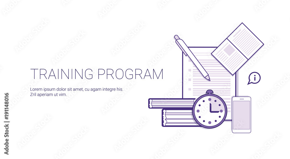 Training Program Education Business Concept Template Web Banner With Copy Space Vector Illustration Training Program Education Business Concept Template Web Banner With Copy Space Vector Illustration
