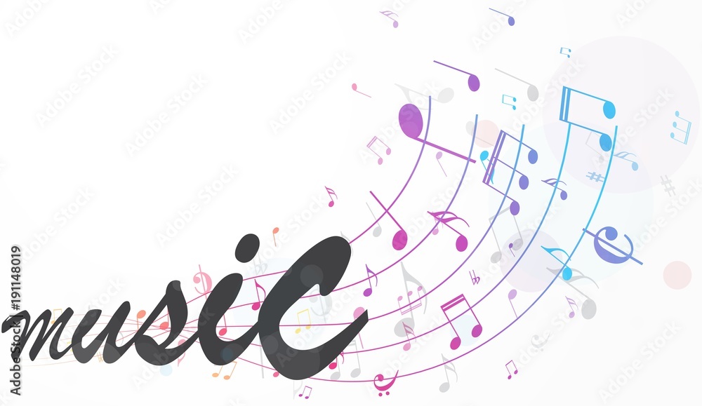 Obraz premium Colorful music notes background