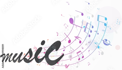 Colorful music notes background