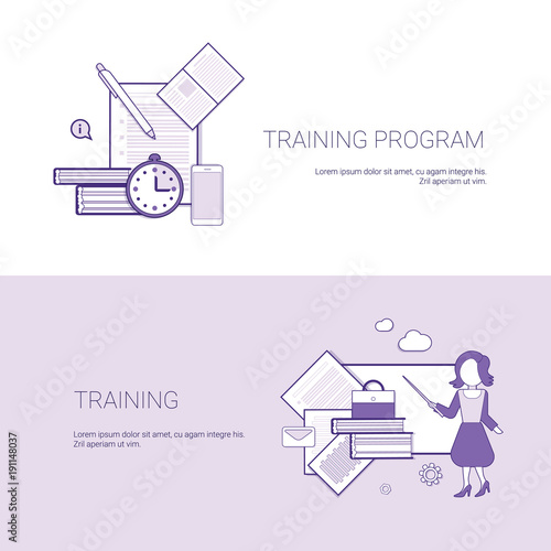 Set of Training Program Banners Business Concept Template Background With Copy Space Vector Illustration