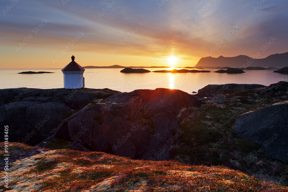 Sunset in Norwegian coast,Senja