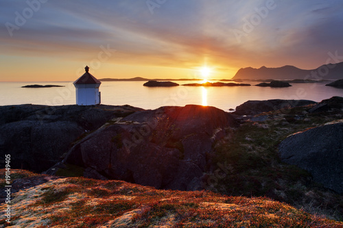 Canvas Print Sunset in Norwegian coast,Senja