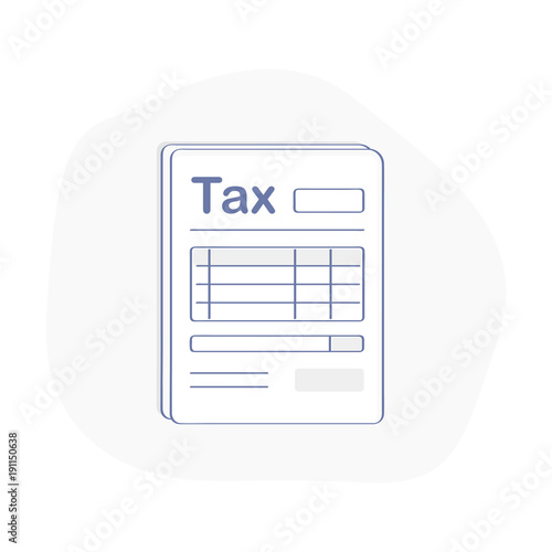 Tax Form, Stack of Paper Bills, Invoices, Office Financial Accounting documents, Charge, Account report, Contribution symbol sign. Flat outline Isolated vector illustration on white background.