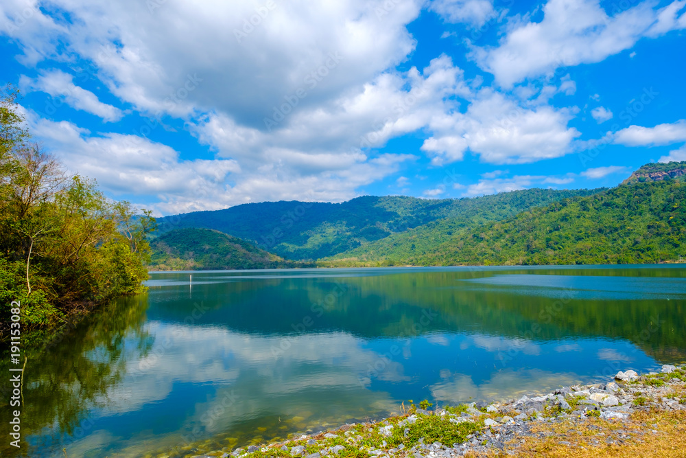 Naklejka premium high mountains peaks range clouds in fog scenery landscape national park view outdoor at Chiang Rai, Chiang Mai Province, Thailand